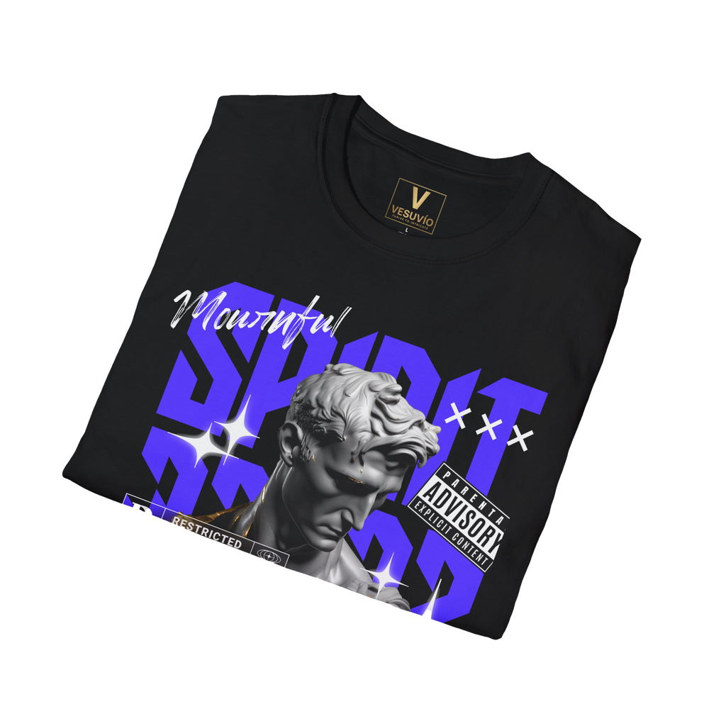 Graphic T-Shirt — Vaporwave Statue Collage Tee with Purple Accents