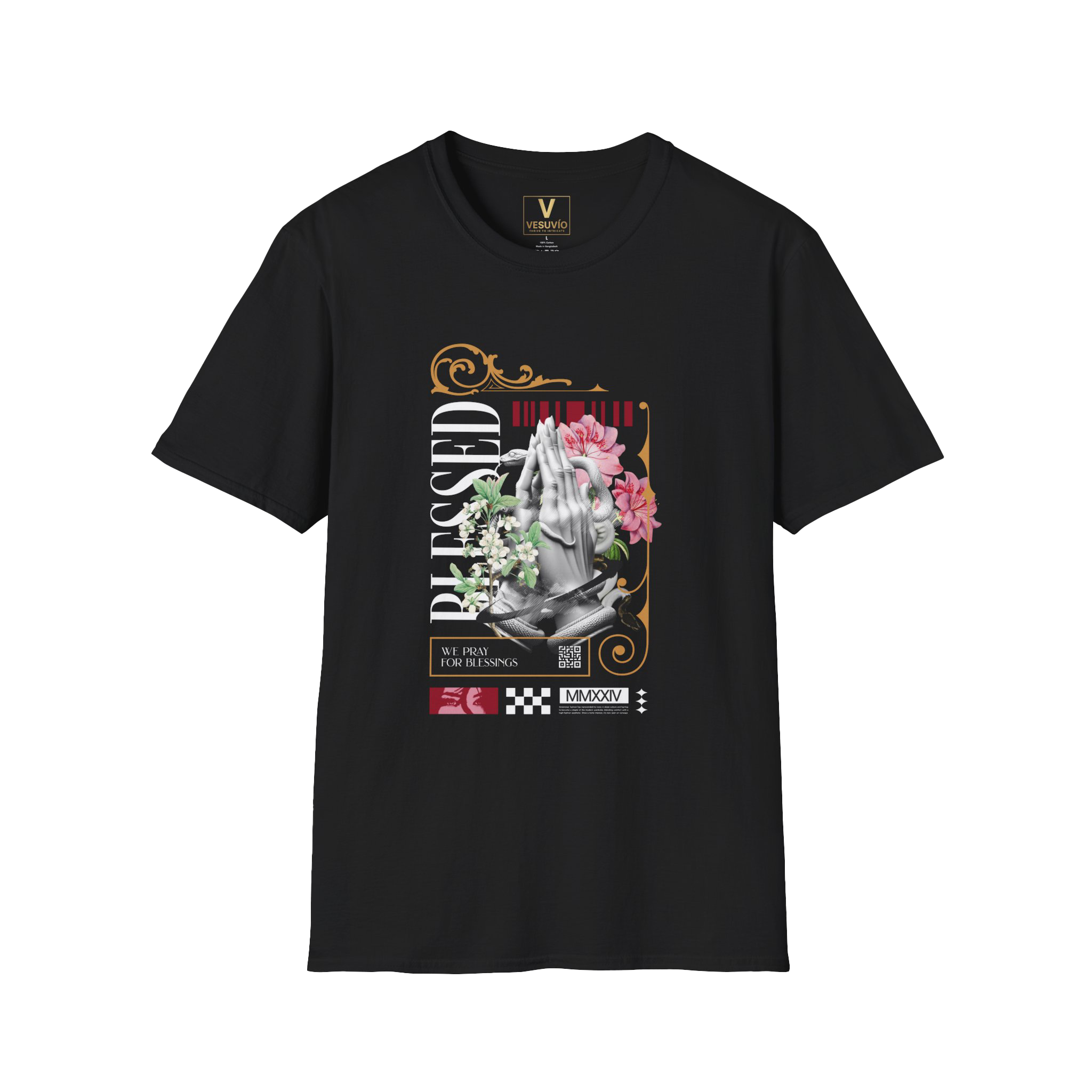 Blessed Statue Floral Graphic T-Shirt