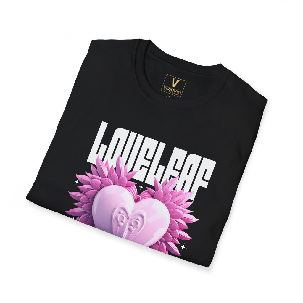 Lovely Leaf Heart T-Shirt — Pink Floral Heart Graphic Tee