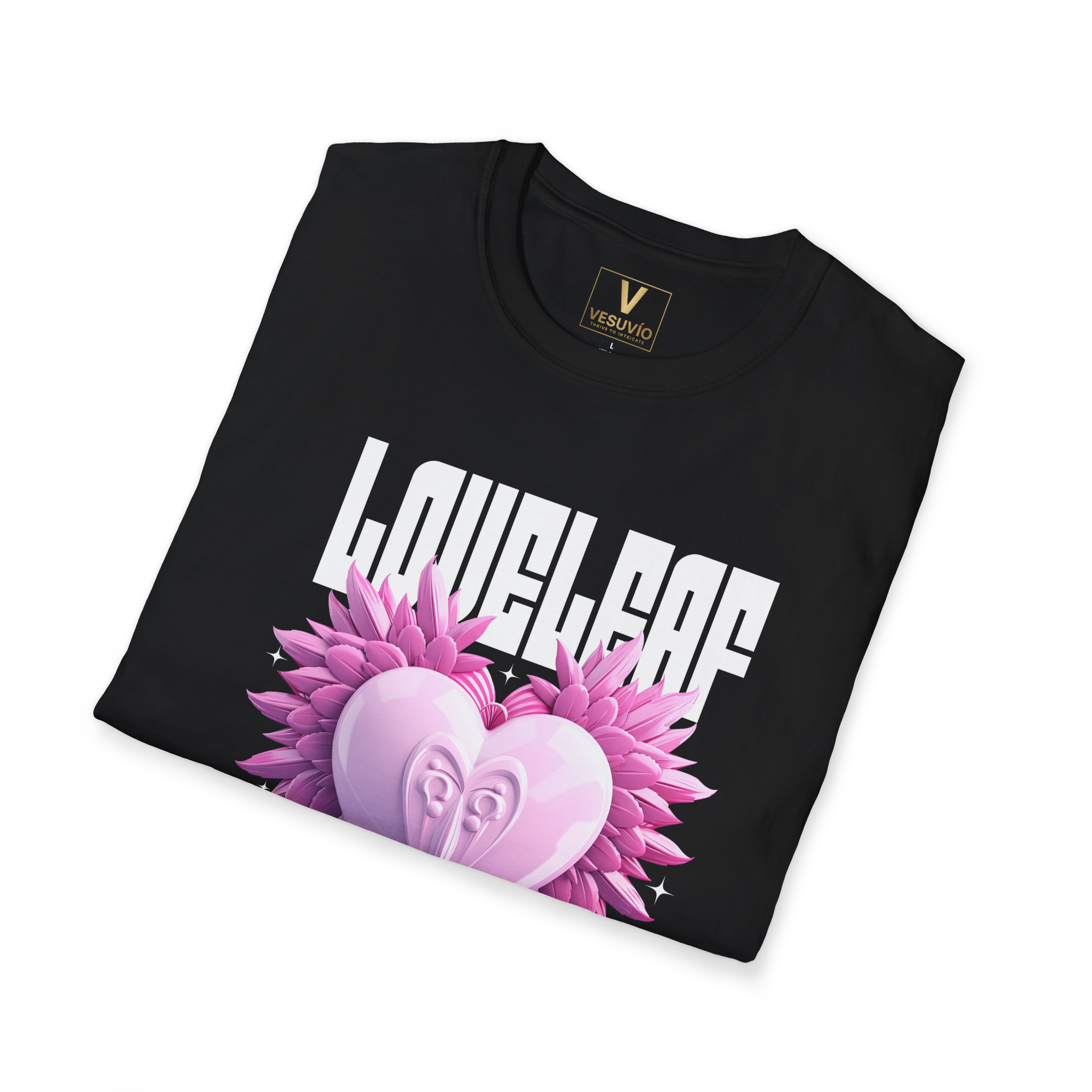 Lovely Leaf Heart T-Shirt — Pink Floral Heart Graphic Tee