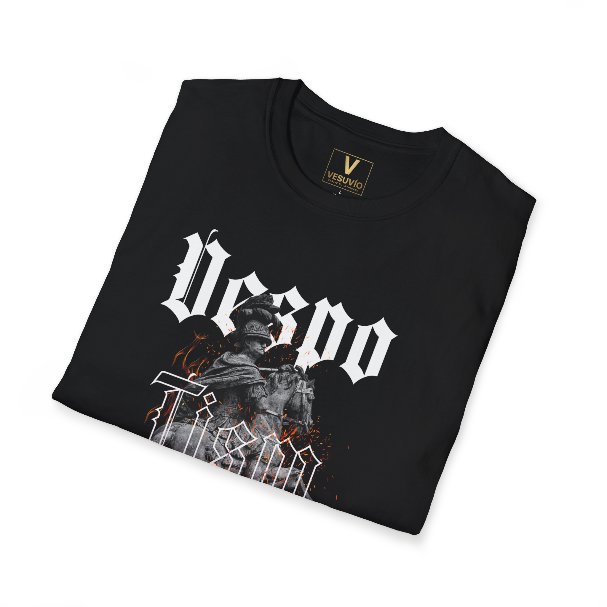 Gothic Skull Flames T-Shirt — 'Despo' Vintage Metal Band Graphic Tee