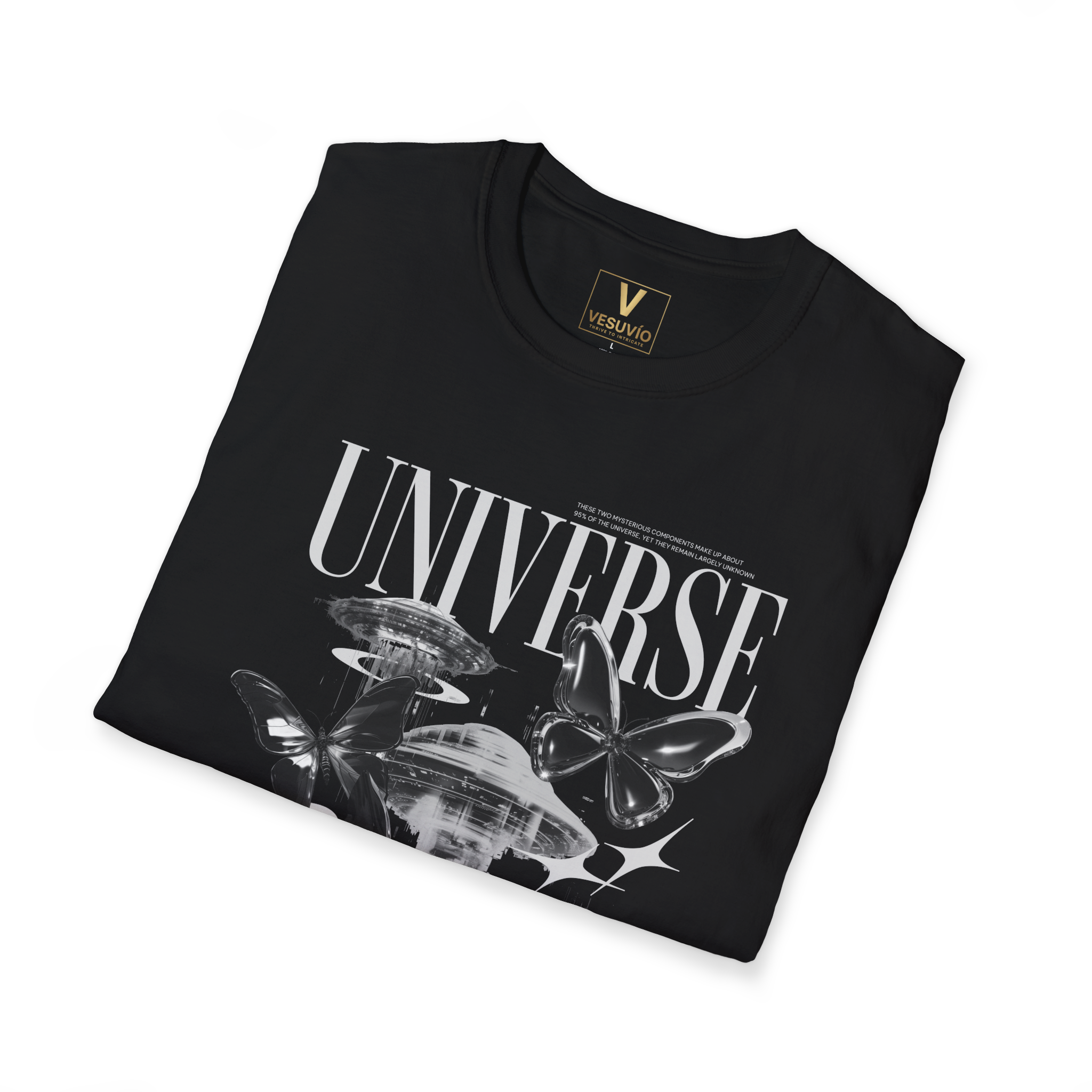 Universe Is Wide Graphic Tee — Vintage Space & Butterfly Graphic T-Shirt