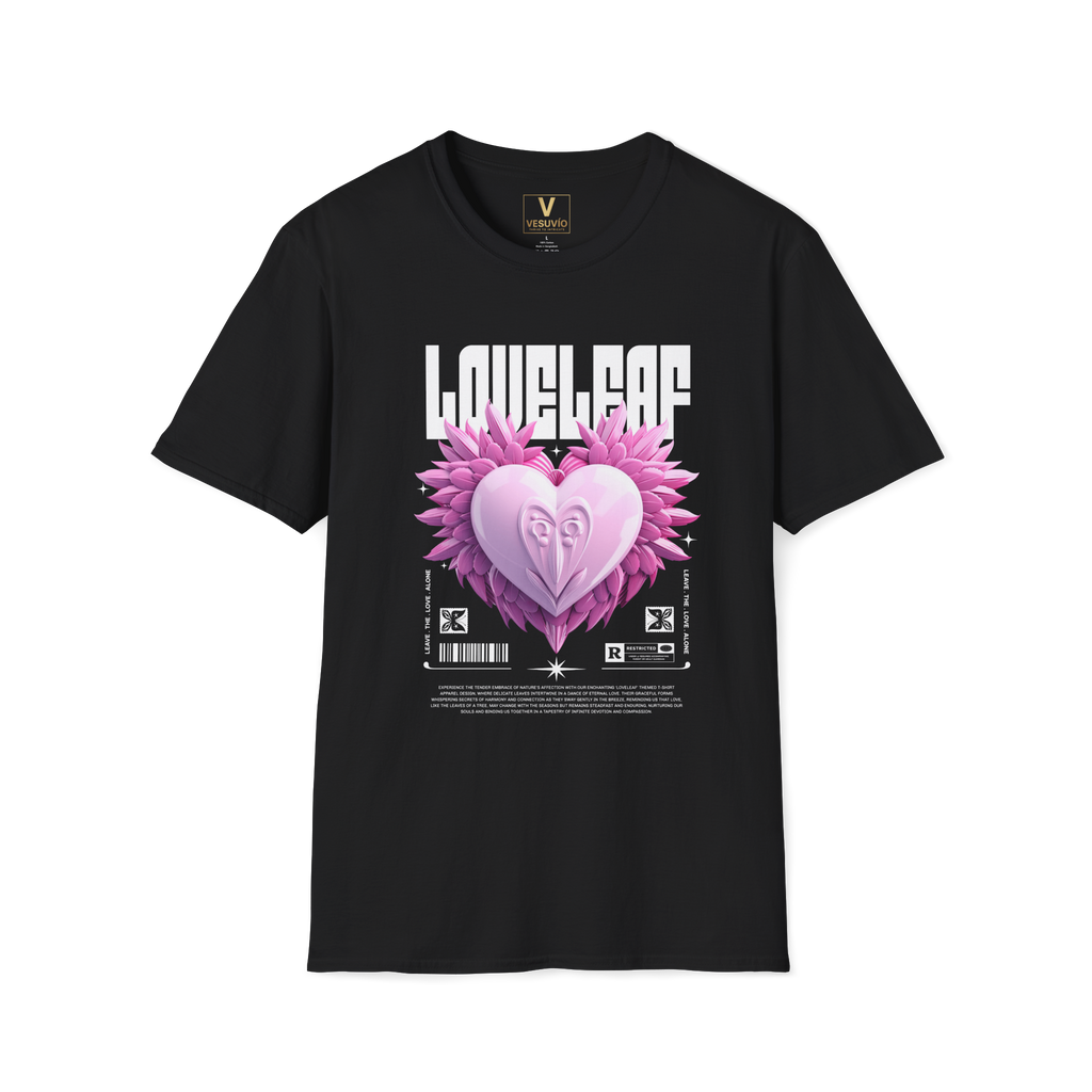 Lovely Leaf Heart T-Shirt — Pink Floral Heart Graphic Tee