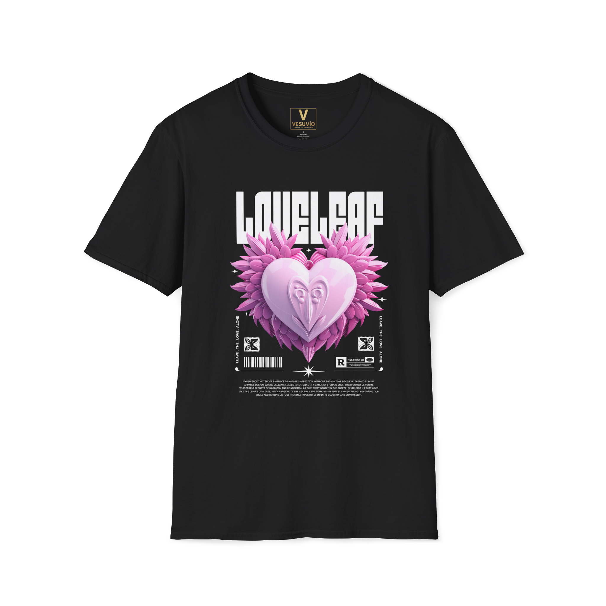 Lovely Leaf Heart T-Shirt — Pink Floral Heart Graphic Tee