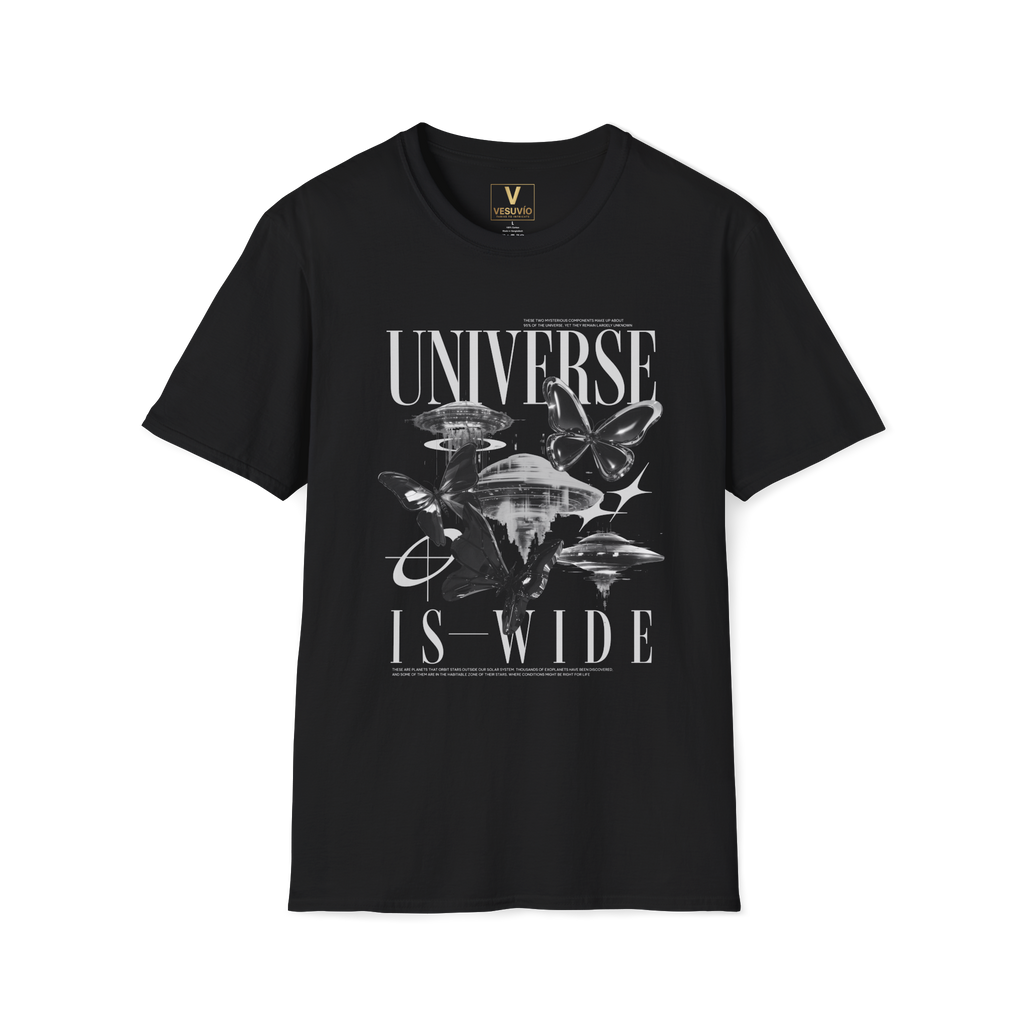 Universe Is Wide Graphic Tee — Vintage Space & Butterfly Graphic T-Shirt