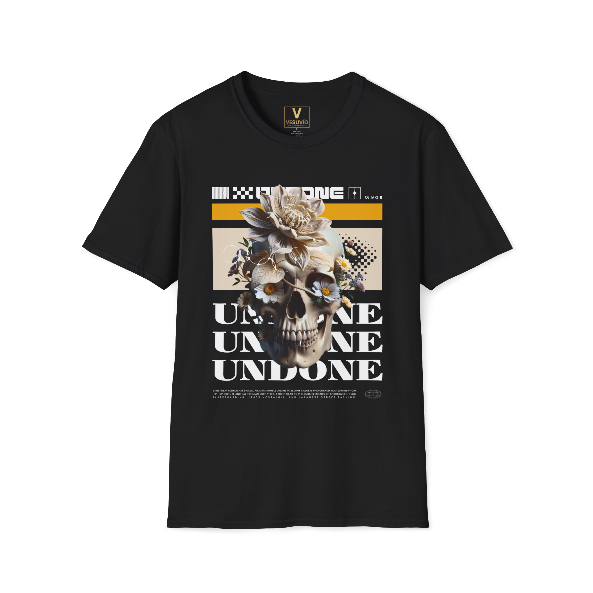 Skull & Floral Graphic T-Shirt — 'Undone' Retro Streetwear